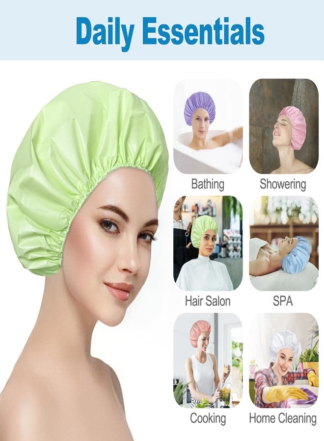 CHFONG 6 PCS Shower Caps for Women, Double Side Waterproof Shower Cap, Reusable Elastic Bath Caps for Shower, EVA Bathing Shower Caps, Bath Hair Caps - Candy Color - Image 2